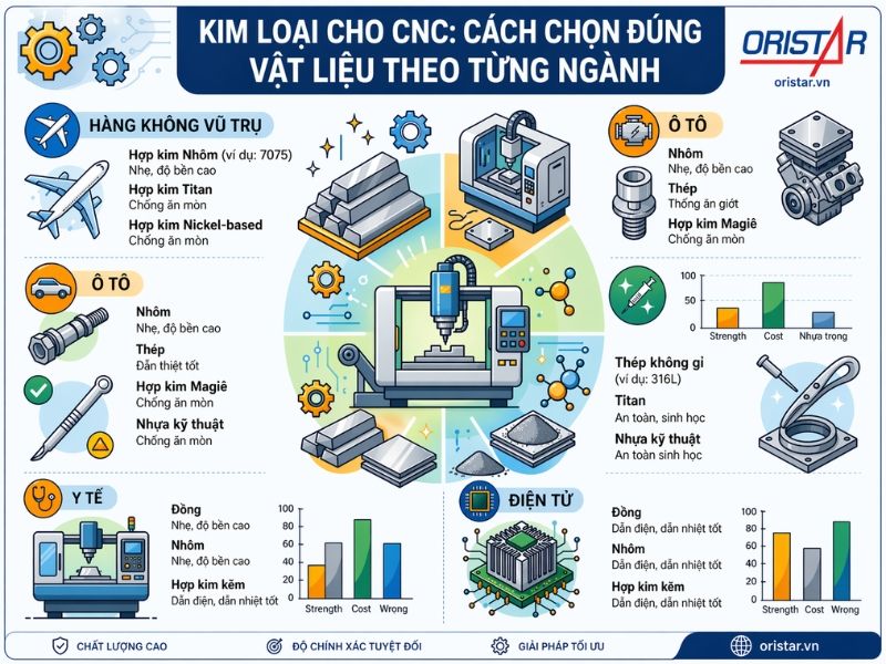 KIM LOẠI CHO CNC: CÁCH CHỌN ĐÚNG VẬT LIỆU THEO TỪNG NGÀNH
