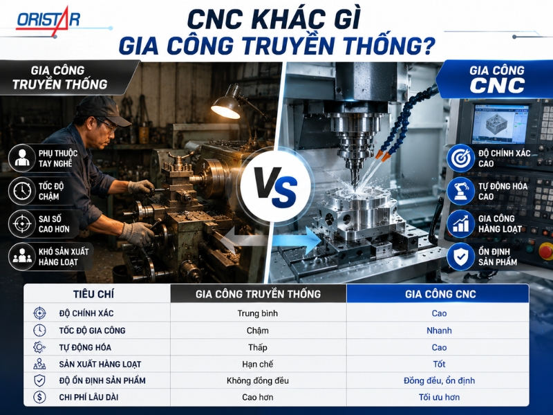 CNC Kh&aacute;c G&igrave; Gia C&ocirc;ng Truyền Thống?