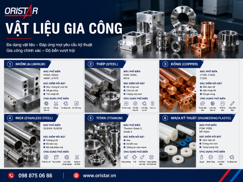 Vật Liệu Phổ Biến Trong Cơ Kh&iacute; Ch&iacute;nh X&aacute;c